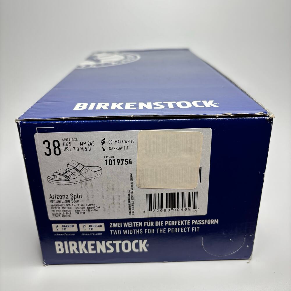 Birkenstock Arizona Split Two Strap Sandals in White/Lime Sour (Narrow) - Picture 9 of 9